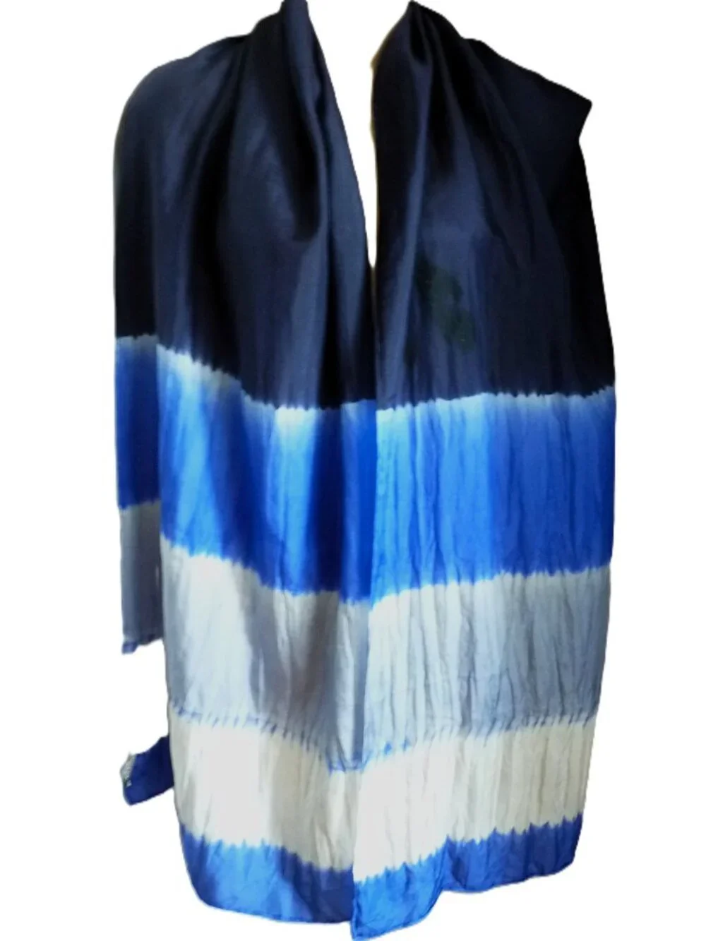 Eileen Fisher ombre blue crinkle silk scarf